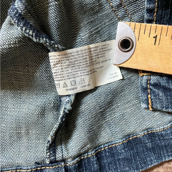 Jean Jacket Women Medium Blue Sunset Portrait Fitted Long Sleeve Denim Button Up - Picture 7 of 11